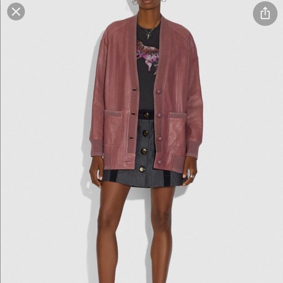 LOOKING FOR 👀 Coach Leather Cardigan in Pink - Picture 1 of 3